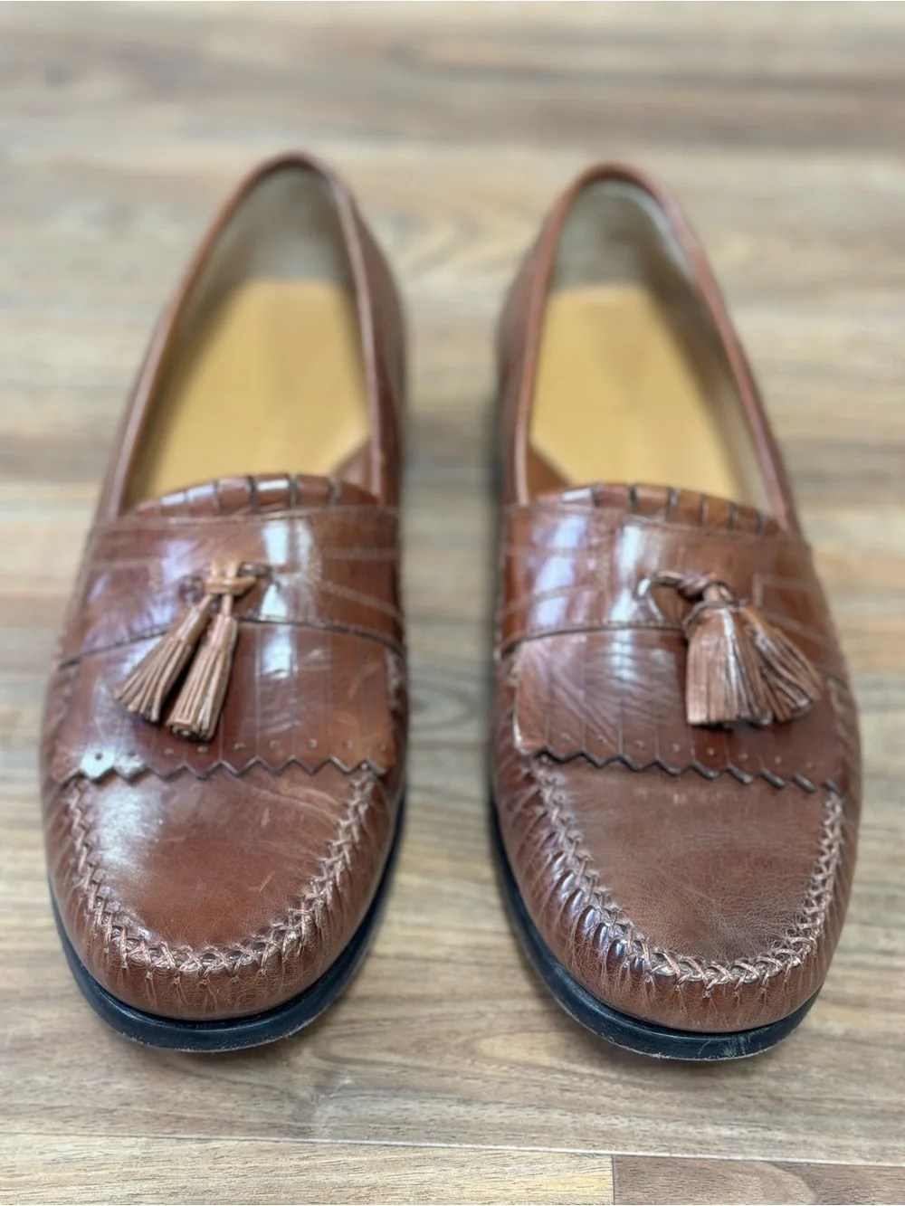 Johnston & Murphy Stanza II Tassel Loafers Men’s 13M Brown Leather Saddle Tan
